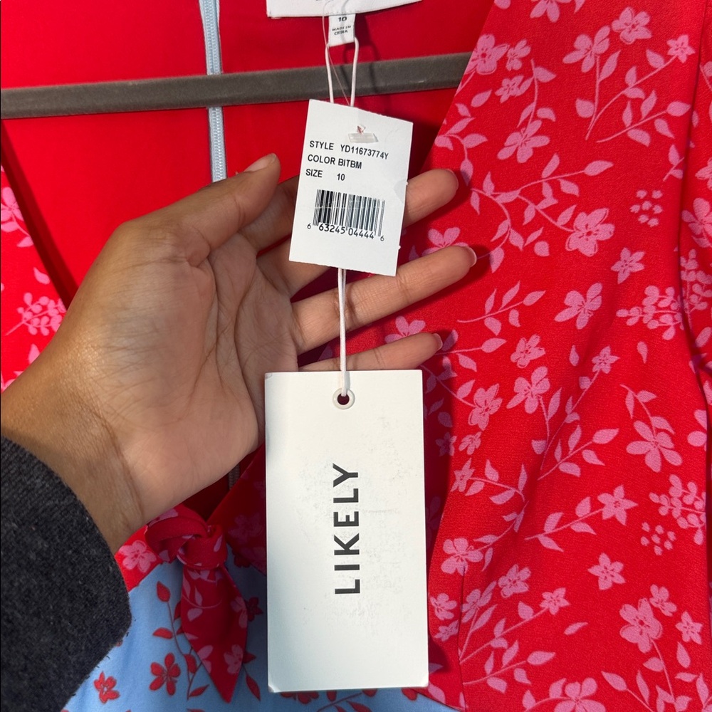 NWT Likely Raffa Printed Dress in Blue/Red Floral - 10 - Picture 7 of 8